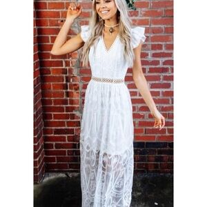 Southern Fried Chics Womens Size Medium Lace Dress White